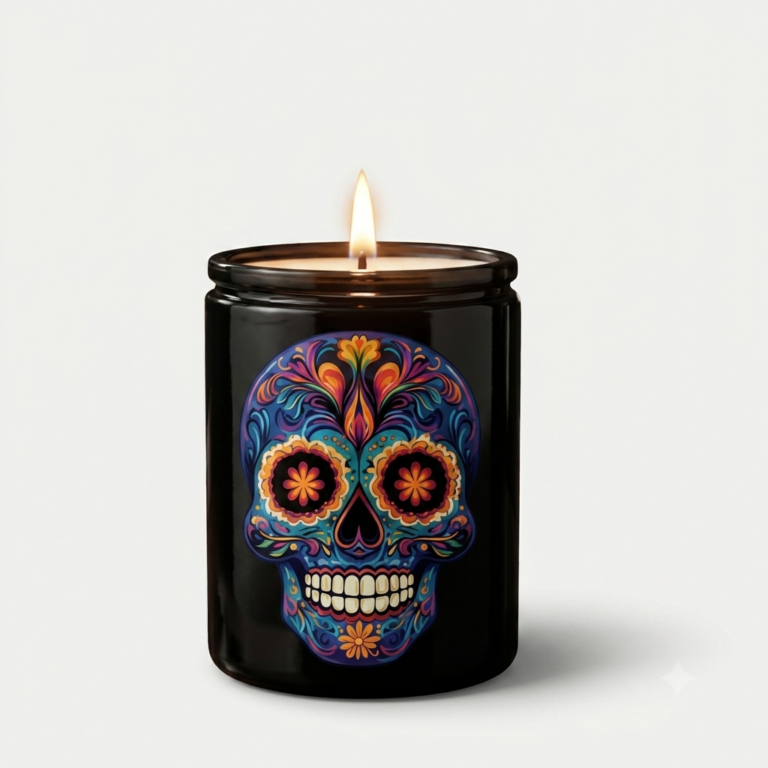 IMG_0670-768x768 Kaleido Sugar Skull on Black Jar – Cosmic Edition - Image 1