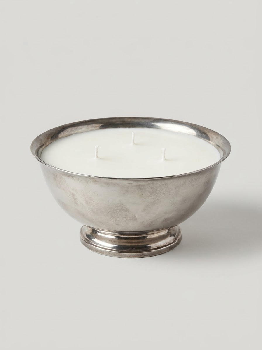 IMG_0790 Smoked Vanilla Silver Trophy Bowl Artisan Candle - Image 1