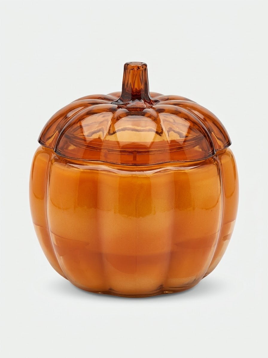 IMG_0794 Pumpkin Spice Large Orange Pumpkin Glass Artisan Candle - Image 1