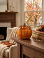 Pumpkin Spice Large Orange Pumpkin Glass Artisan Candle - Image 2
